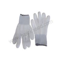 COSAIS  13针PU涂指白色复合针织手套 灰色包边  C15-005