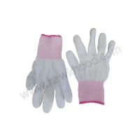 COSAIS  13针PU涂指白色复合针织手套 灰色包边  C15-005